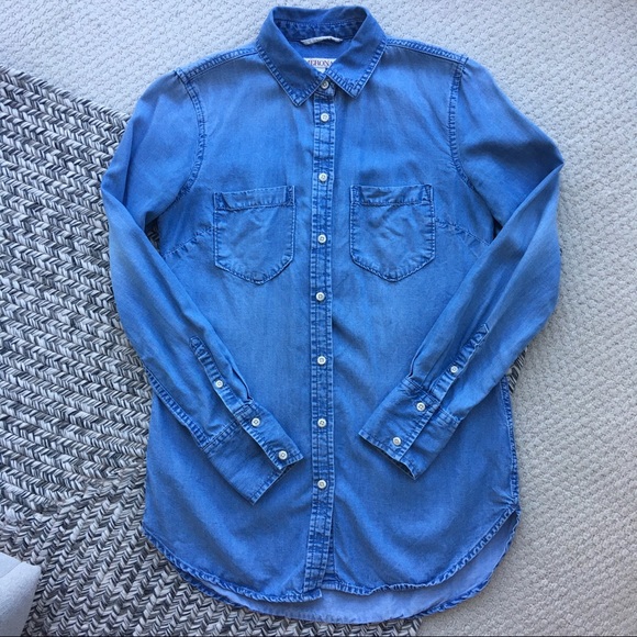 Merona - Soft & Stretchy Button Down Denim Shirt - Picture 1 of 4